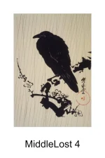 Sketch of crow on a branch